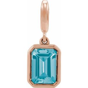 14K Rose Gold Natural Blue Zircon Charm/Pendant