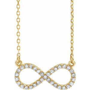 14K Yellow Gold 1/6 CTW Natural Diamond Infinity 17" Necklace