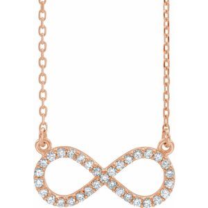 14K Rose Gold 1/6 CTW Natural Diamond Infinity 17" Necklace
