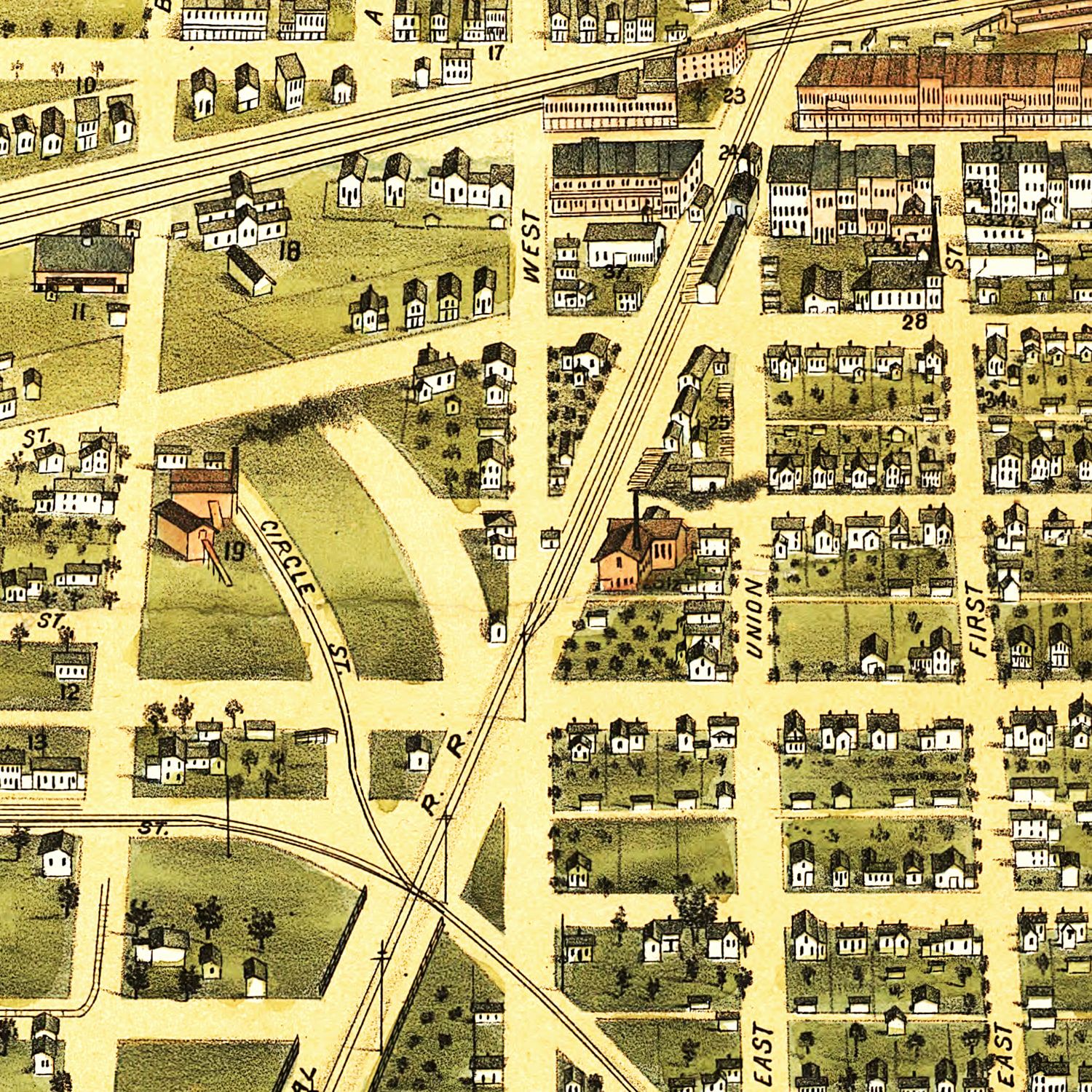 Vintage Map of Mattoon, Illinois 1884