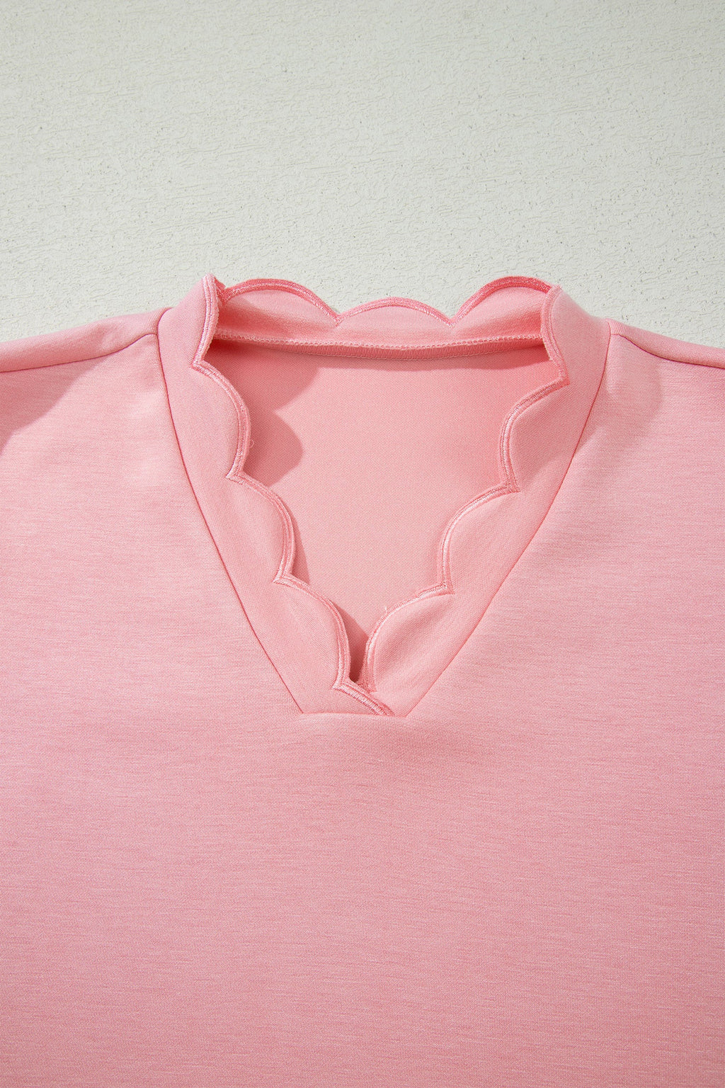 Scalloped V-Neck Dolman Top & Drawstring Short Set