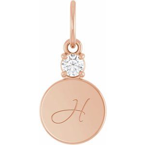 14K Rose Gold Engravable .03 CT Lab-Grown Diamond Round Pendant – image 4
