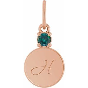 14K Rose Gold Engravable Lab-Grown Alexandrite Round Pendant – image 4