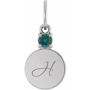 14K White Gold Engravable Lab-Grown Alexandrite Round Pendant – image 4