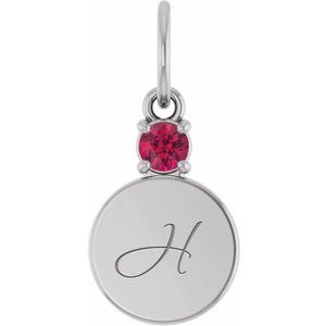 14K White Gold Engravable Natural Ruby Round Pendant – image 4