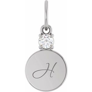 10K White Gold Engravable .03 CT Natural Diamond Round Pendant – image 4