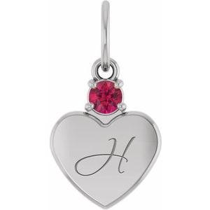 14K White Gold Engravable Natural Ruby Heart Pendant – image 4