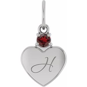 14K White Gold Engravable Natural Mozambique Garnet Heart Pendant – image 4