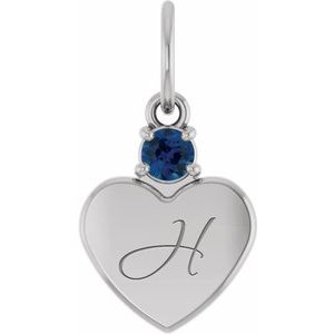 14K White Gold Engravable Natural Blue Sapphire Heart Pendant – image 4