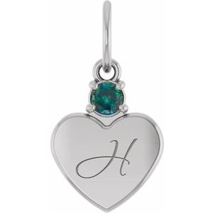 14K White Gold Engravable Lab-Grown Alexandrite Heart Pendant – image 4