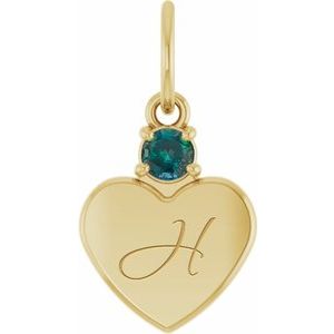 14K Yellow Gold Engravable Lab-Grown Alexandrite Heart Pendant – image 4