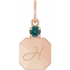 14K Rose Gold Engravable Lab-Grown Alexandrite Square Pendant – image 4