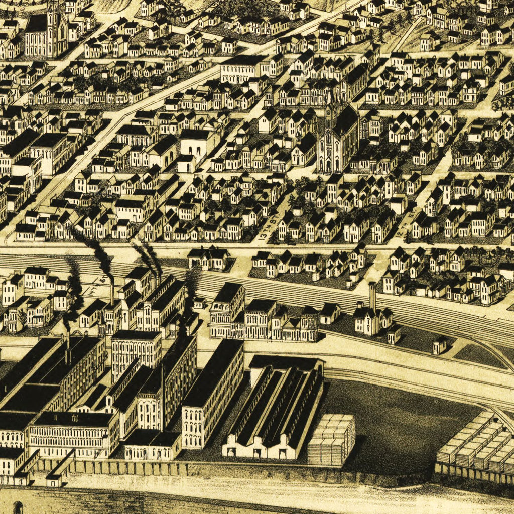 Vintage Map of Moline, Illinois 1889