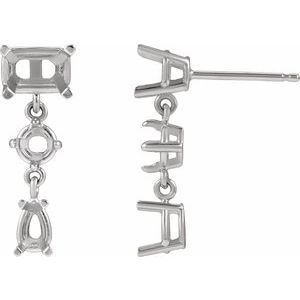 10K White Gold Dangle Earring Mounting