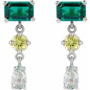 Platinum Multi-Gemstone Dangle Earrings – image 2