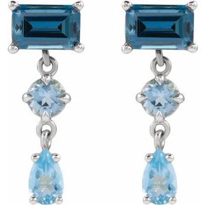 Sterling Silver Multi-Gemstone Dangle Earrings – image 2
