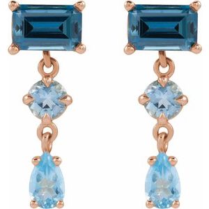 14K Rose Gold Multi-Gemstone Dangle Earrings – image 2