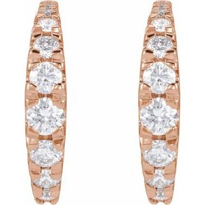 14K Rose Gold 1 1/3 CTW Natural Diamond Graduated Hoop Earrings – image 2