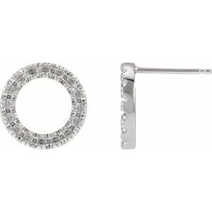 14K White Gold 1.5 mm Round Accented Circle Earring Mounting