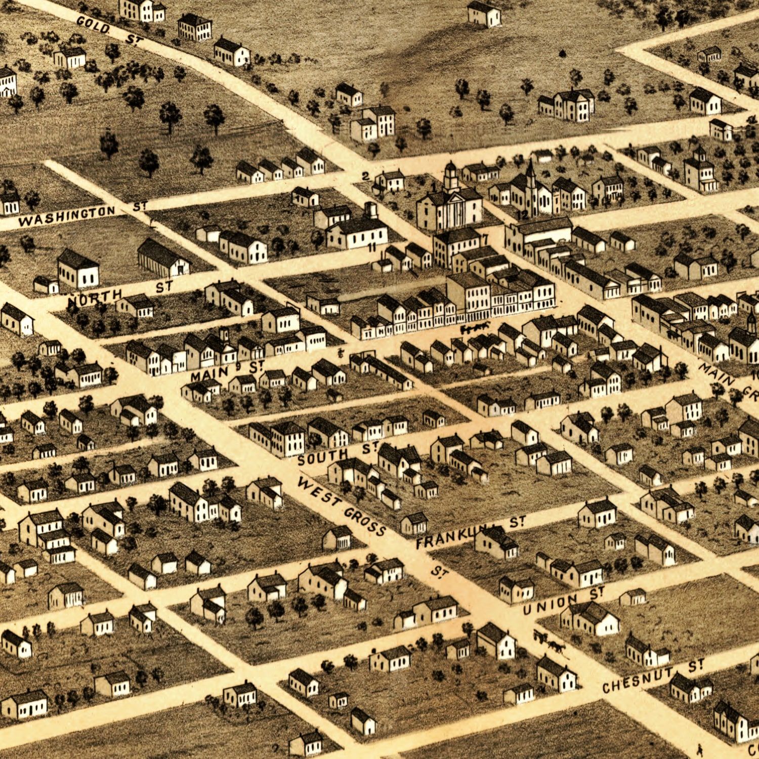 Vintage Map of Mount Sterling, Illinois 1869