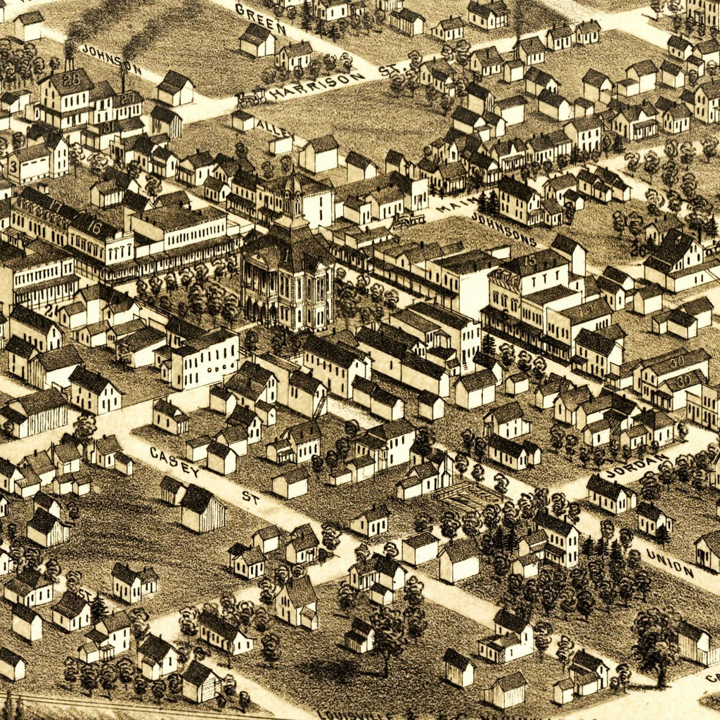 Vintage Map of Mount Vernon, Illinois 1881