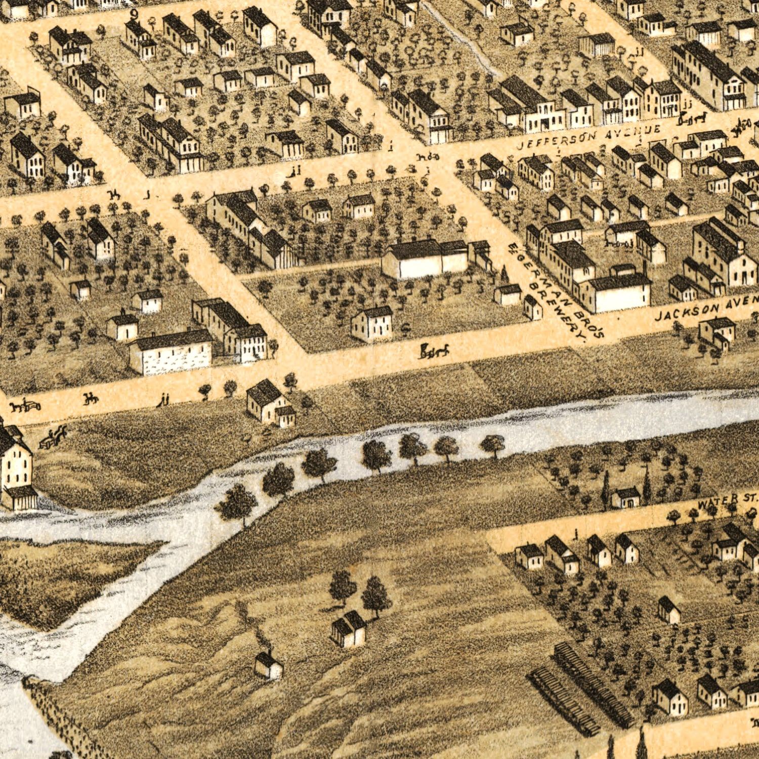 Vintage Map of Naperville, Illinois 1869