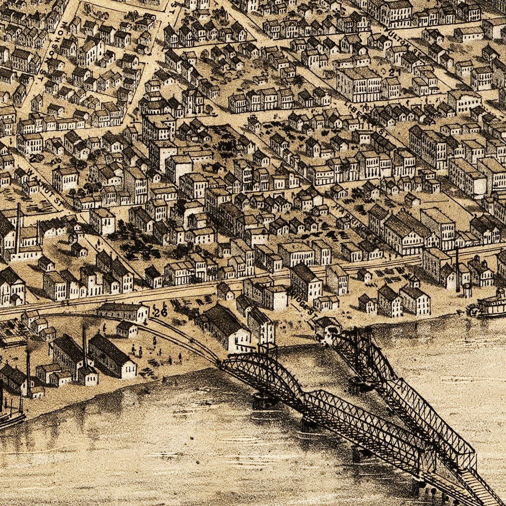 Vintage Map of Peoria, Illinois 1867