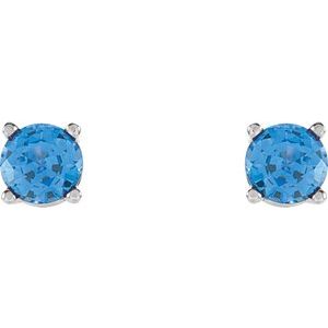 14K White Gold 5 mm Lab-Grown Blue Sapphire Earrings