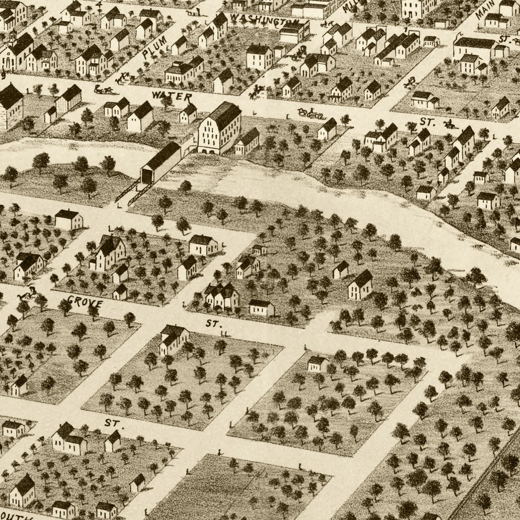 Vintage Map of Pontiac, Illinois 1869
