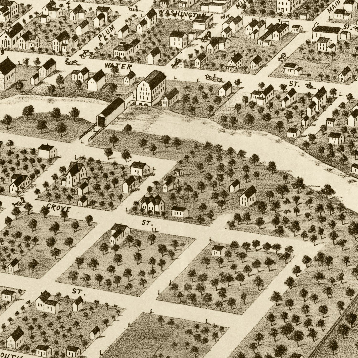 Vintage Map of Pontiac, Illinois 1869