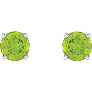 14K White Gold 5 mm Natural Peridot Earrings – image 2