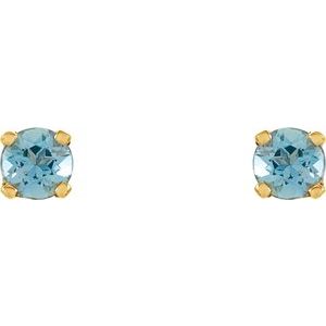 14K Yellow Gold Imitation Blue Zircon Youth Earrings – image 2