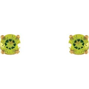 14K Yellow Gold Natural Peridot Youth Earrings – image 2