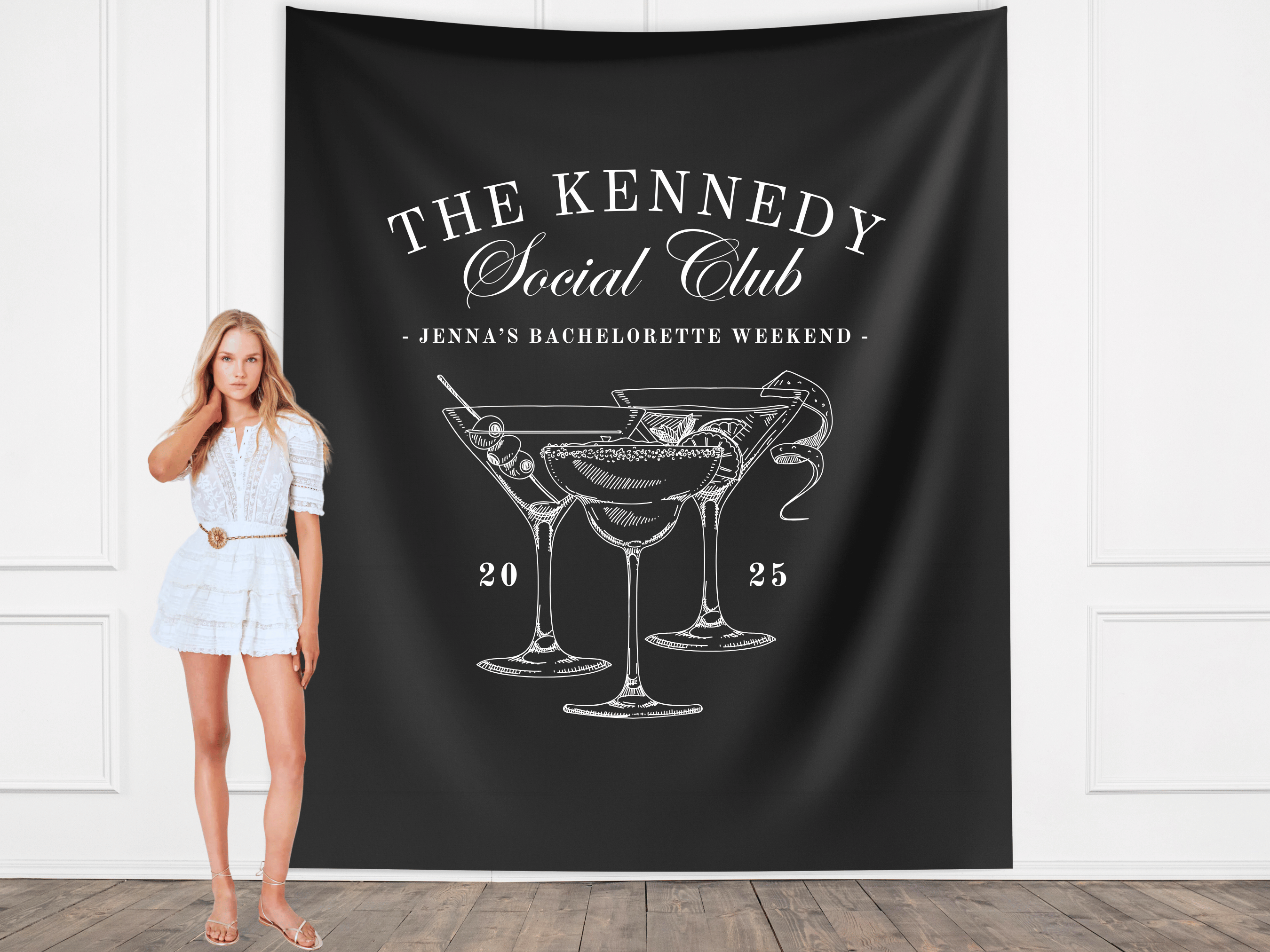 Luxury Custom Bachelorette Social Club Banner Backdrop