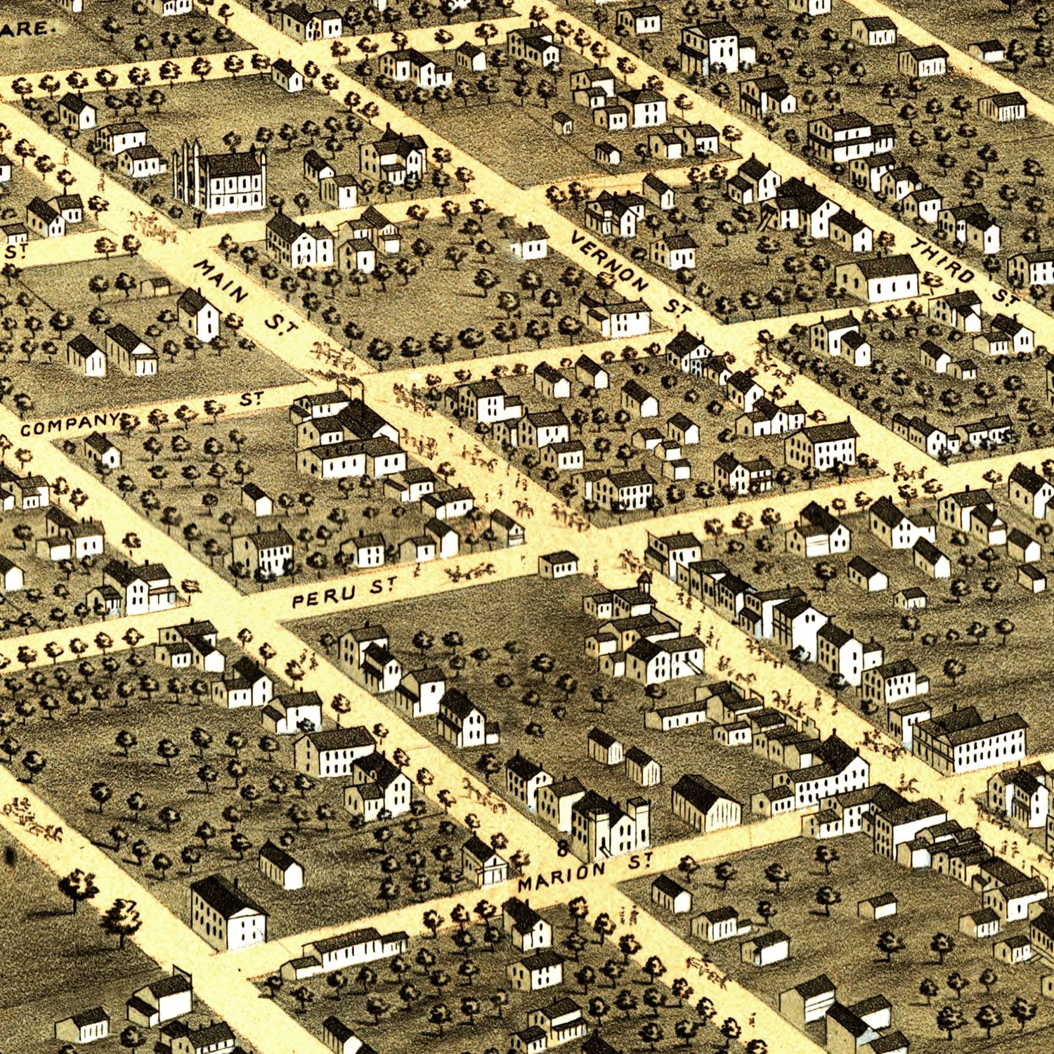 Vintage Map of Princeton, Illinois 1870