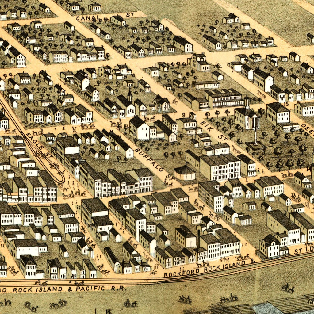 Vintage Map of Rock Island, Illinois 1869