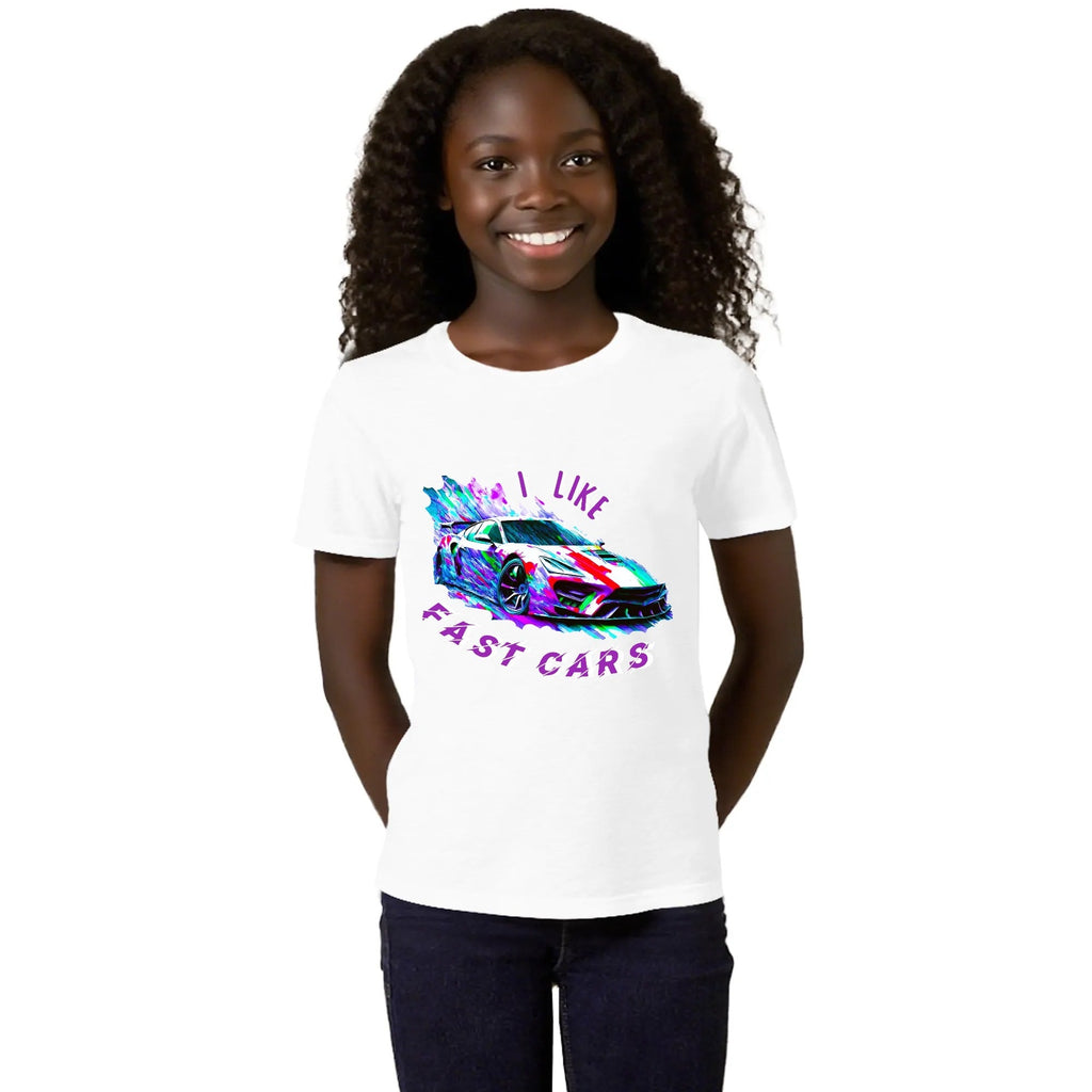 Kid's I LIKE Fast Cars Round Neck Graphic T-shirt