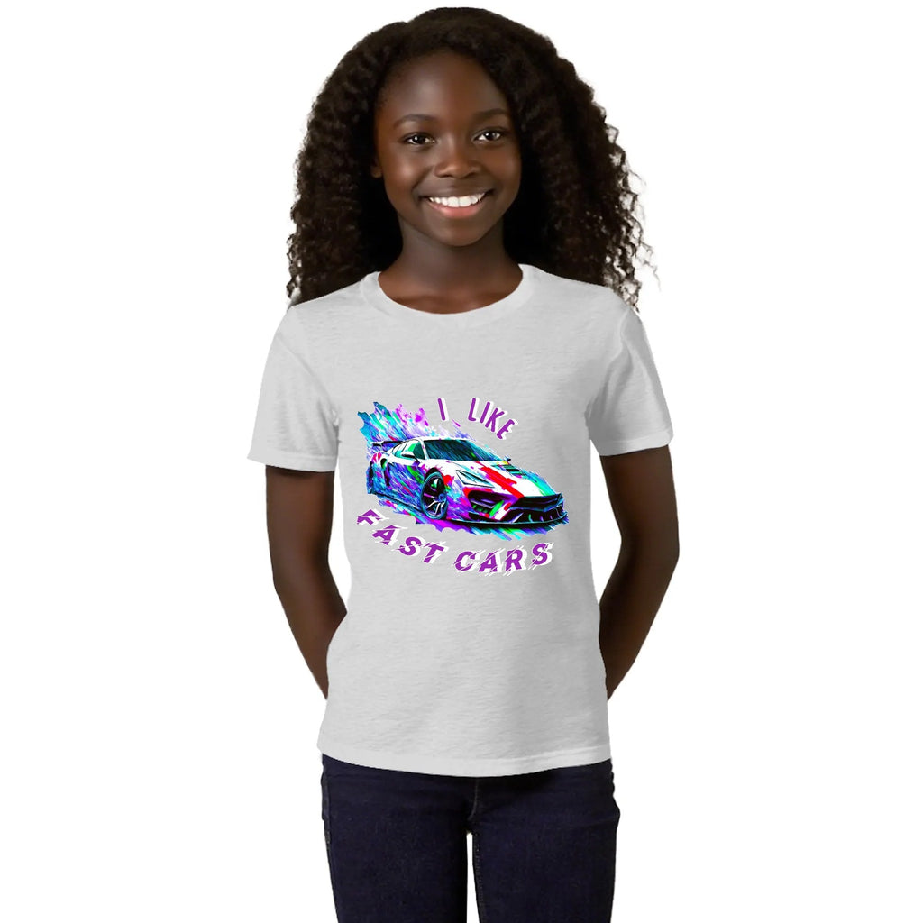 Kid's I LIKE Fast Cars Round Neck Graphic T-shirt