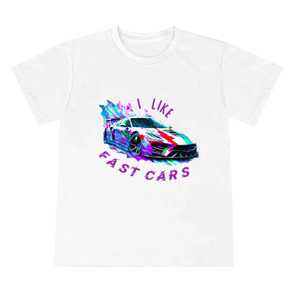 Kid's I LIKE Fast Cars Round Neck Graphic T-shirt