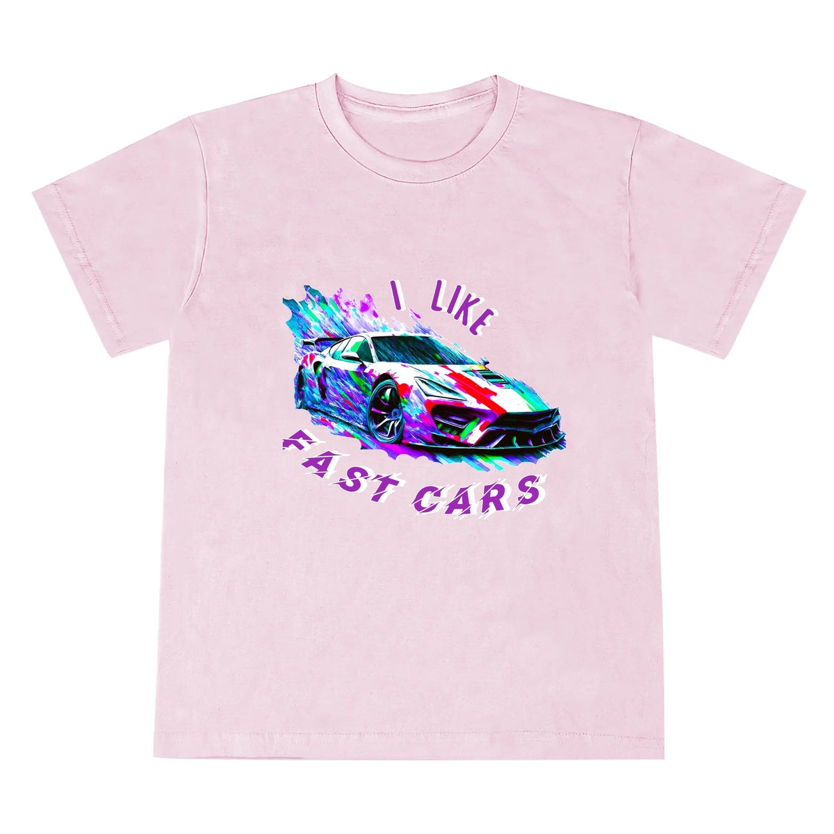 Kid's I LIKE Fast Cars Round Neck Graphic T-shirt