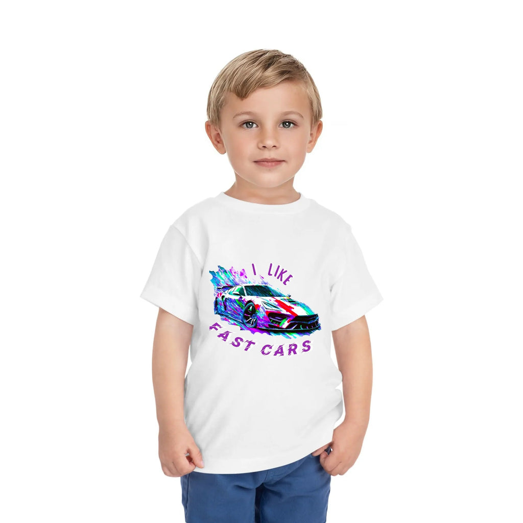 Kid's I LIKE Fast Cars Round Neck Graphic T-shirt