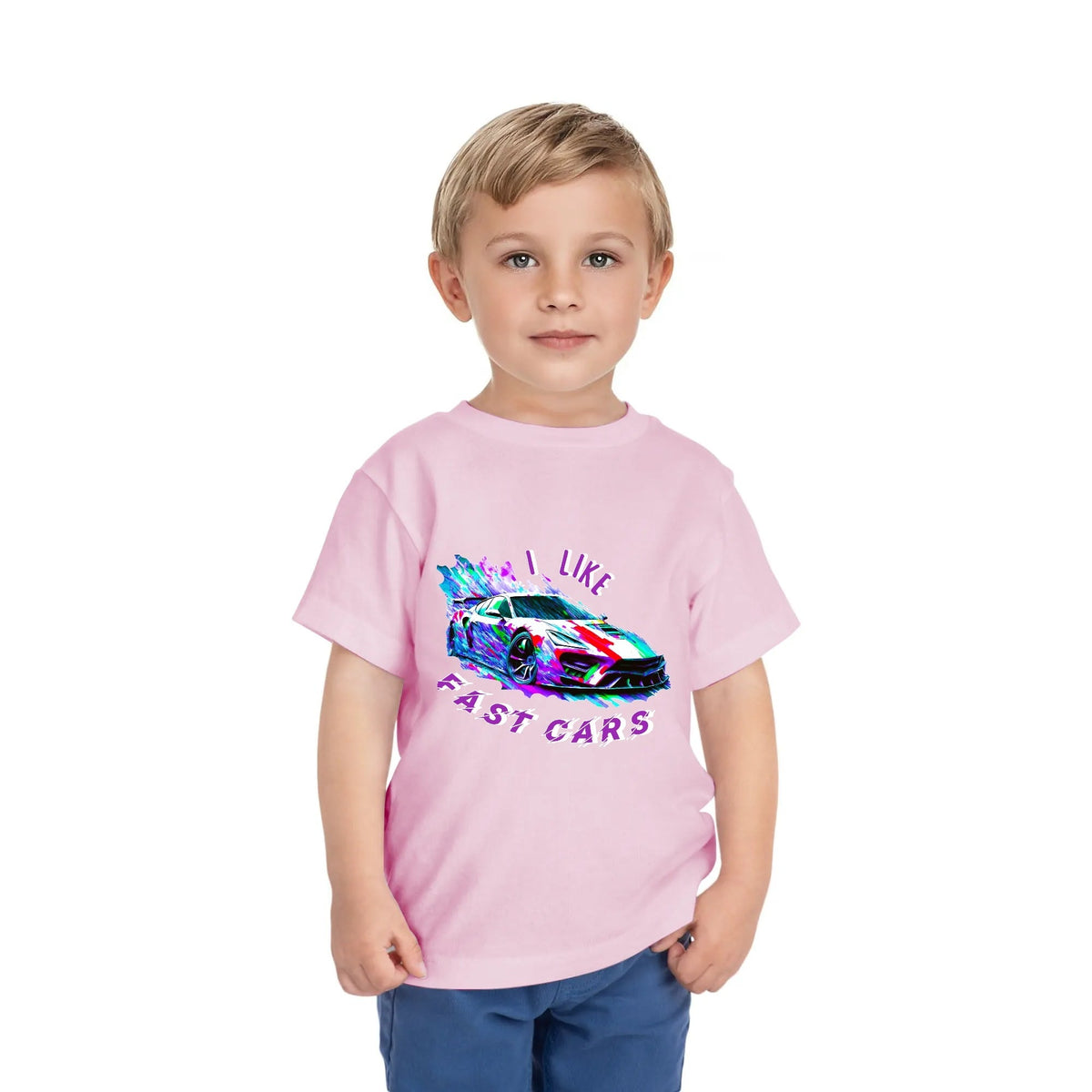 Kid's I LIKE Fast Cars Round Neck Graphic T-shirt