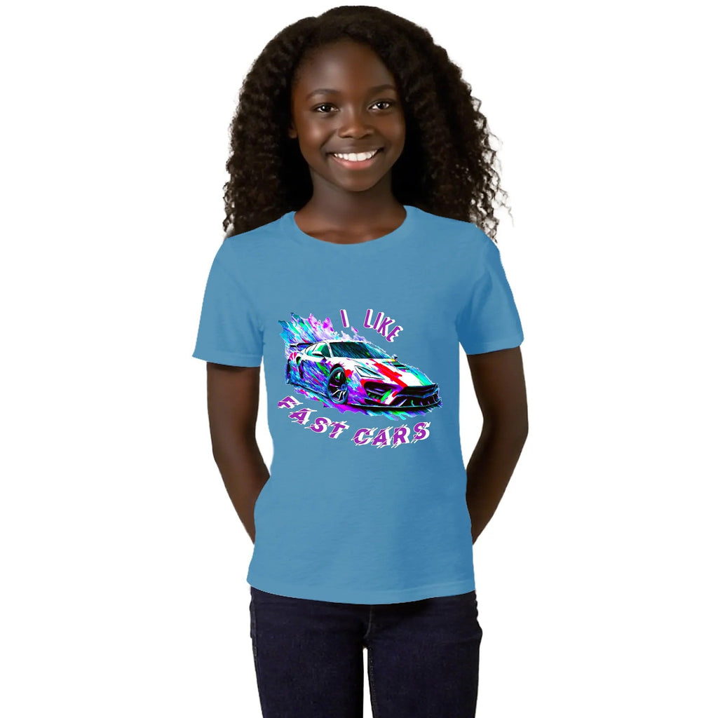 Kid's I LIKE Fast Cars Round Neck Graphic T-shirt