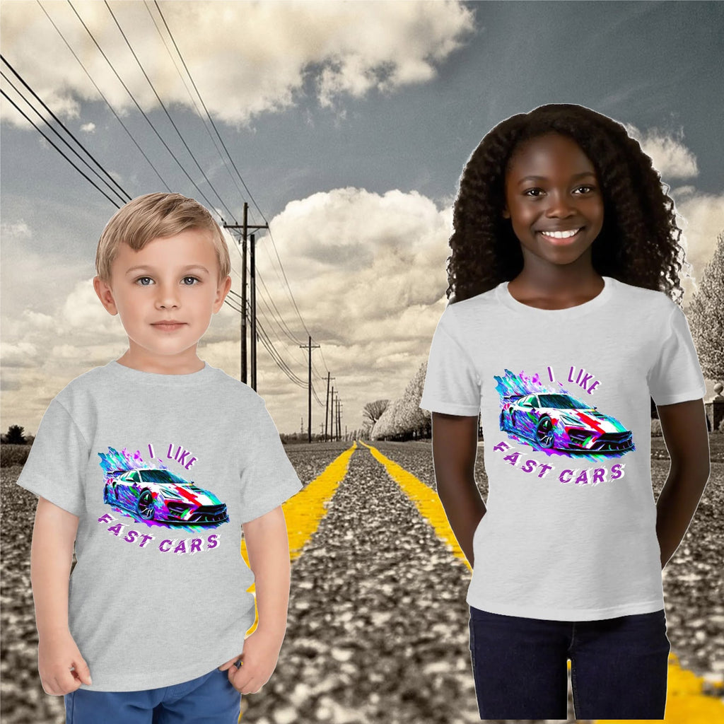 Kid's I LIKE Fast Cars Round Neck Graphic T-shirt