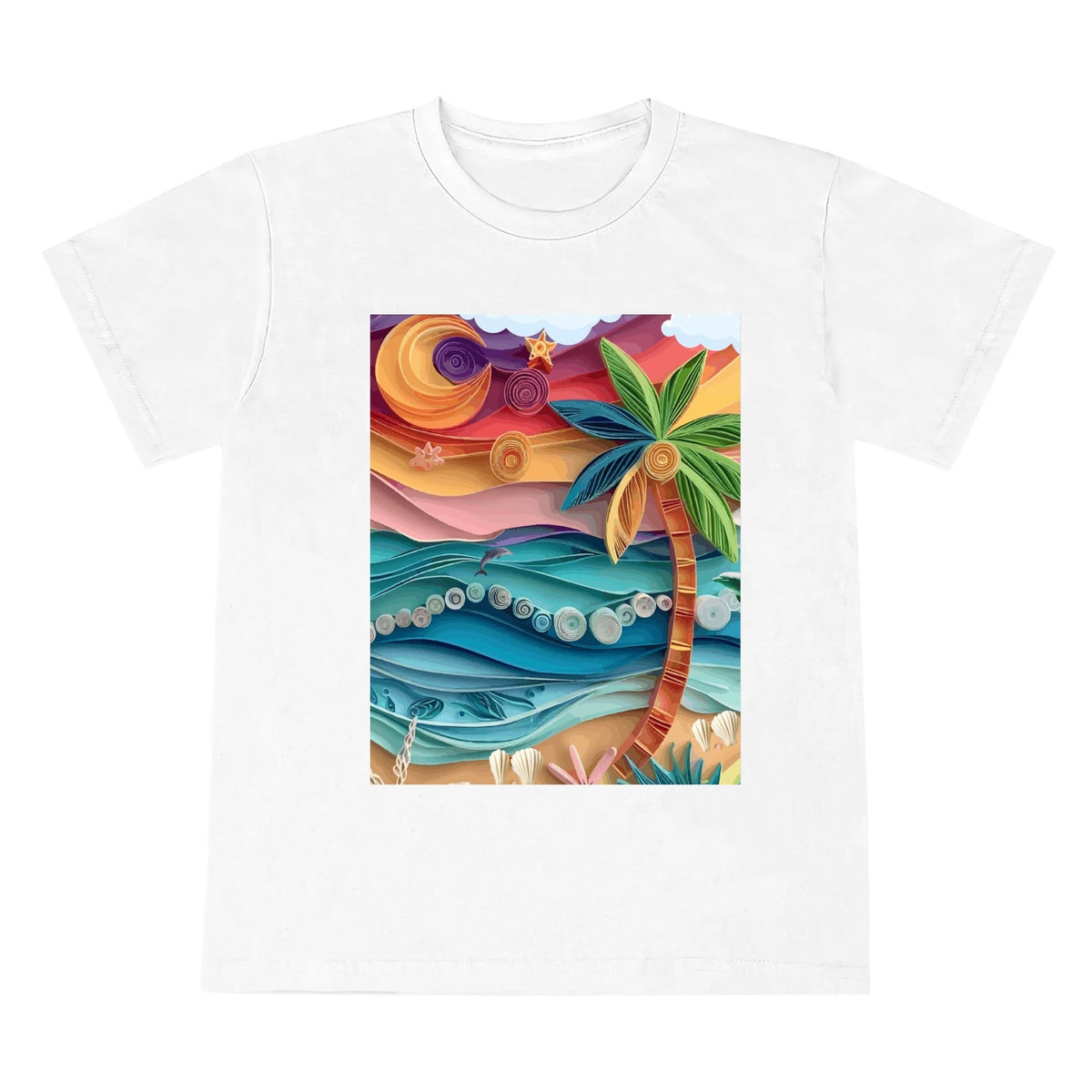 Kid's Tropical Origami Graphic Design Round Neck T-shirt