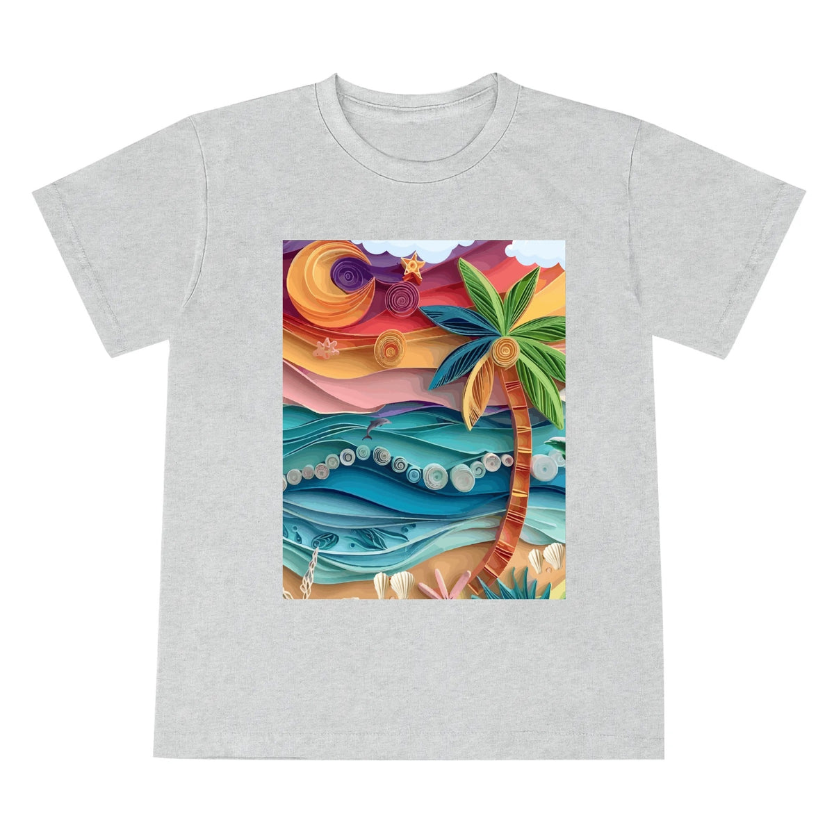 Kid's Tropical Origami Graphic Design Round Neck T-shirt