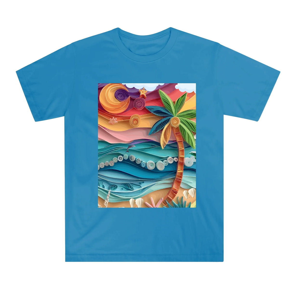 Kid's Tropical Origami Graphic Design Round Neck T-shirt