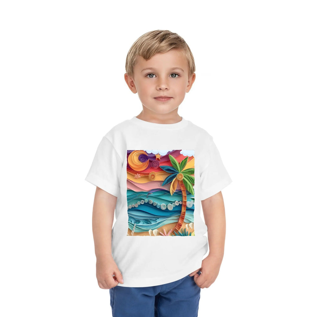 Kid's Tropical Origami Graphic Design Round Neck T-shirt