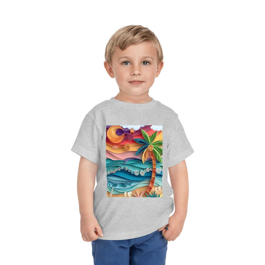 Kid's Tropical Origami Graphic Design Round Neck T-shirt