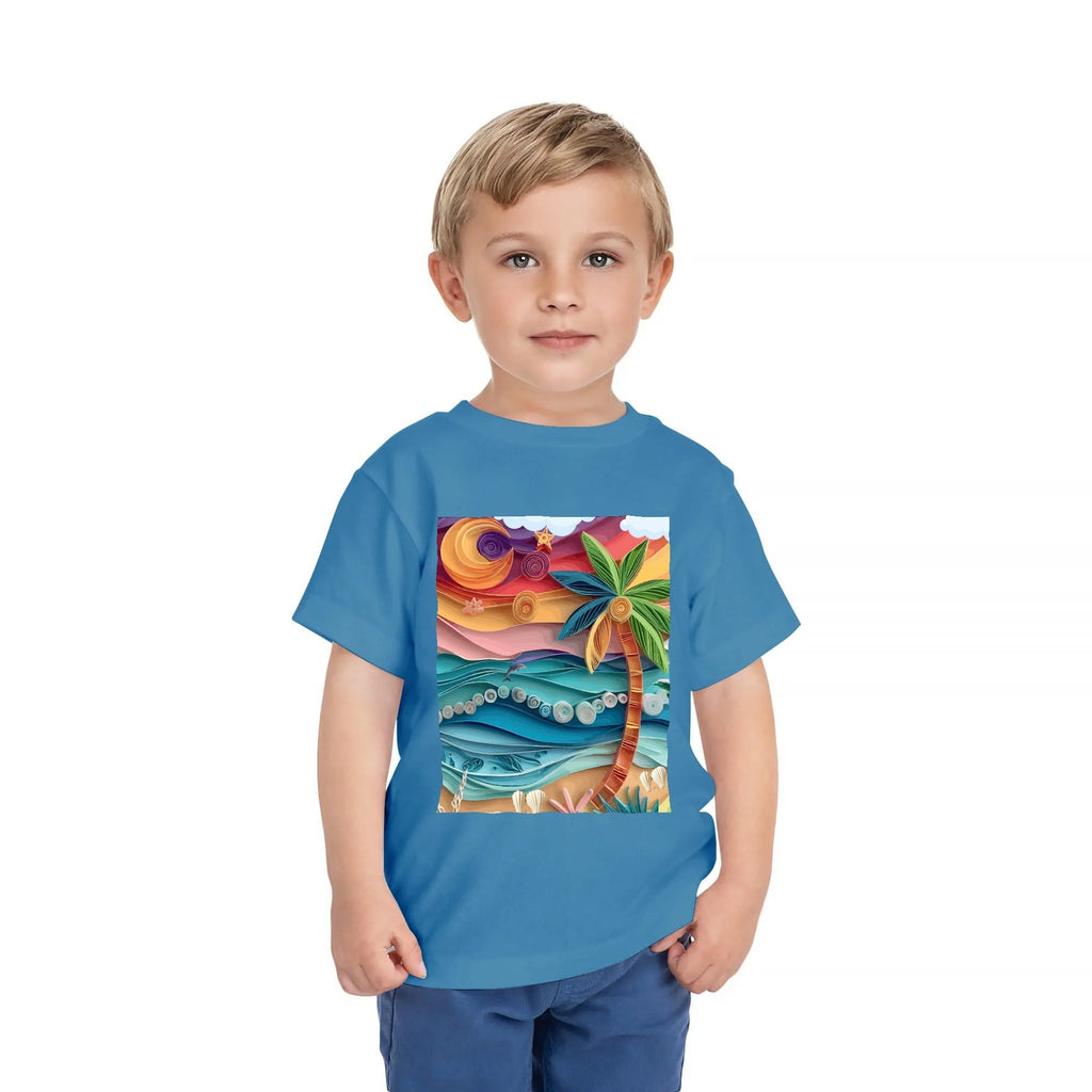 Kid's Tropical Origami Graphic Design Round Neck T-shirt